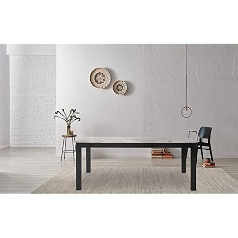 Mesa de comedor New Classic Furniture Celeste, 6 personas, mármol sintético resistente al calor Cover