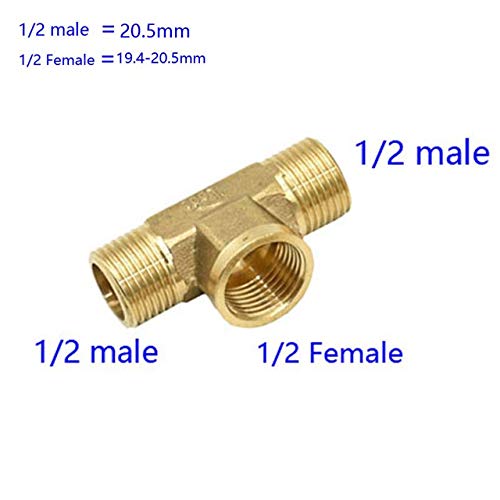 MMingxin Fontanería Latón Conector Rosca Macho 1/2 Hilo Conector En T Hembra De Cobre En Forma De T Montaje De 3 Vías Tubo Adaptador Grifo Artículos De Jardín De Riego (Color : A)