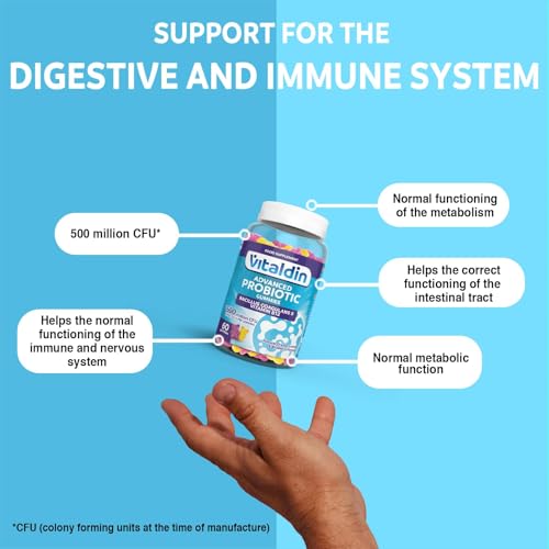VITALDIN Kulturen Komplex Gummies – Bakterienstamm Bacillus Coagulans 500 Millionen KBE Dosis pro Tag & Vitamin B12 – 60 Gummibärchen (1 Monat) – Darmflora - Glutenfrei - für Kinder & Erwachsene – Bild 5