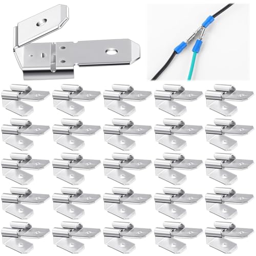 Iyalezirk 25 conectores de doble terminal Piggyback, kit de surtido de terminales de crimpado de desconexión macho