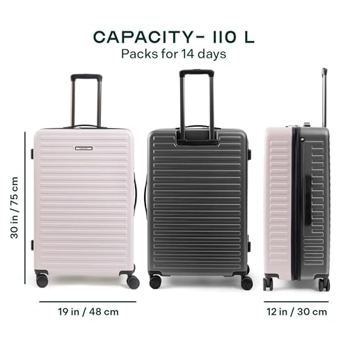 Image of Assembly Large Check-in Large Luggage with 3 Packing Cubes & TSA Lock, Durable Polycarbonate Hard Shell Luggage for Adventure Travel, Ivory-Grey, 28-Inch