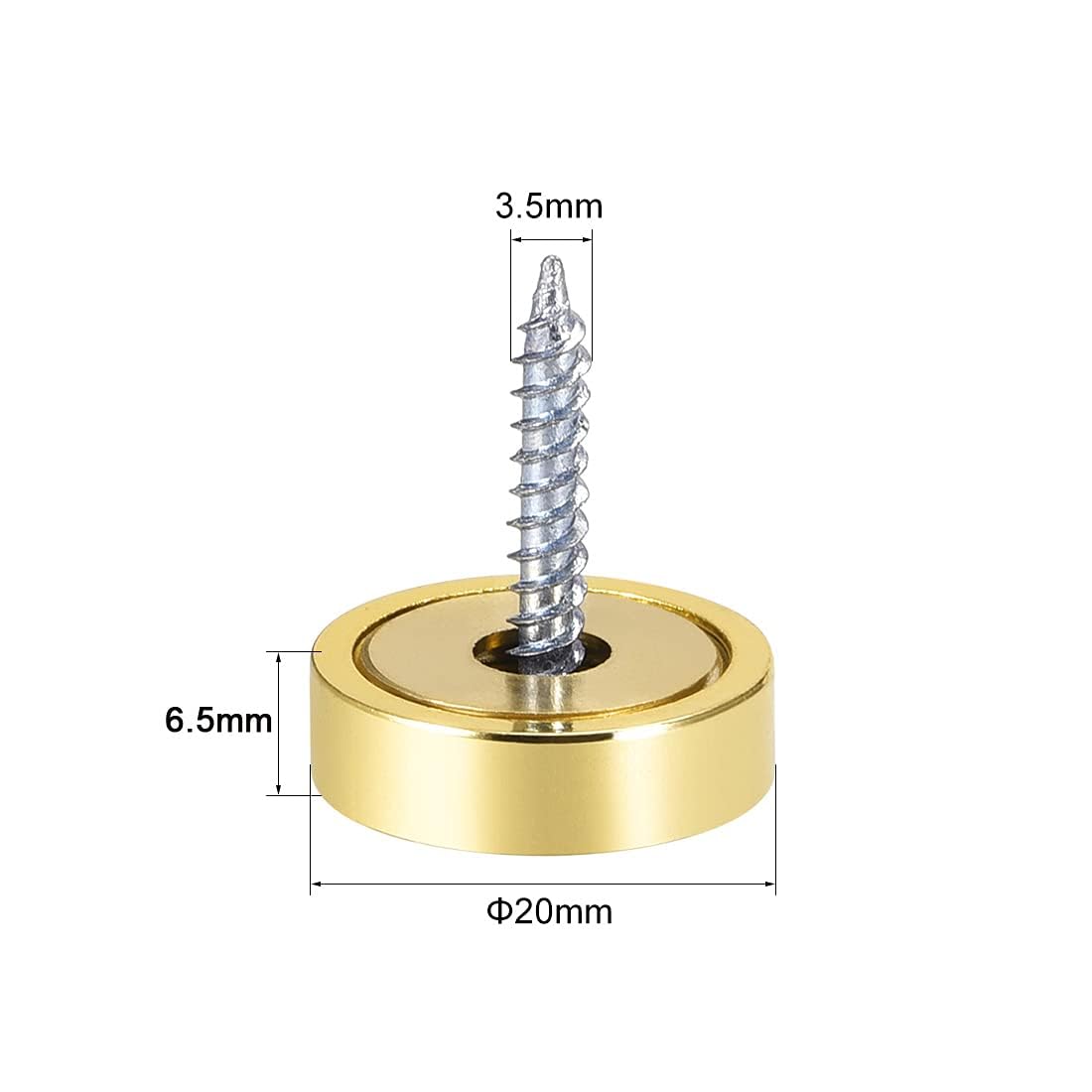 TOP-VIGOR 4Pcs Mirror Screws, 20mm brass Mirror Screws Cap Nail with Washers - Image 2