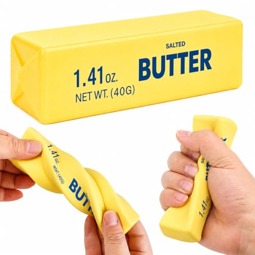 Image of Butter Squishy Slow Rise Stress Relief Toy, Realistic Butter Stick Fidget Toy, Soft Squeeze Sensory Desk Toy for Kids Teens Adults, Portable 40g Novelty Gift (Butter Squishy)