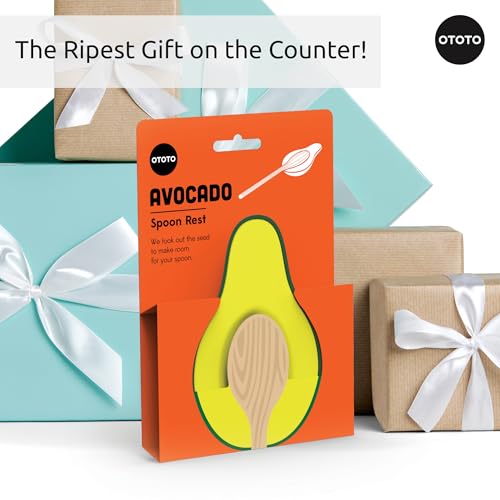 Image of OTOTO Avocado Spoon Rest for Stove Top - Silicone Spoon Rest for Kitchen Counter, for Ladles, Tongs, Spatula Funny Cool Cute Kitchen Gifts Gadgets Accessories