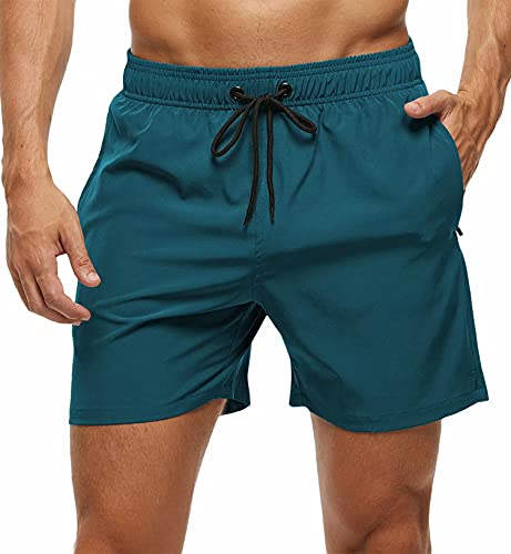 Image of Tyhengta Men's Swim Trunks Quick Dry Beach Shorts with Zipper Pockets and Mesh Lining