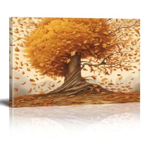 Impression sur toile feuilles d'automne tableau encadré prêt à suspendre