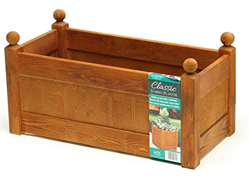 Direct Global Trading 26'' Clarence Classic Beech Stain Planter Trough with FREE Plastic Liner