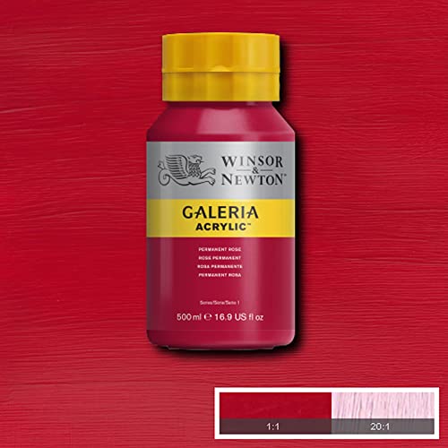 Image of Winsor & Newton Galeria Acrylic Colour - Jar of 500 ML - Permanent Rose (502) - Highly Pigmented Lightfast Artists' Acrylic Paints for Canvas, Wood, Fabric & Paper