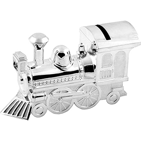 Christening Gifts. Boys Girls. Silver Train Money Box 6289 Cover