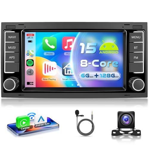 VECHTEL 8 Core 6G+128G Autoradio Android 15 pour VW Touareg 2004-2011 Transporter TS Multivan 2004-2009, 7'' IPS Écran Tactile avec Carplay Android Auto sans Fil GPS...
