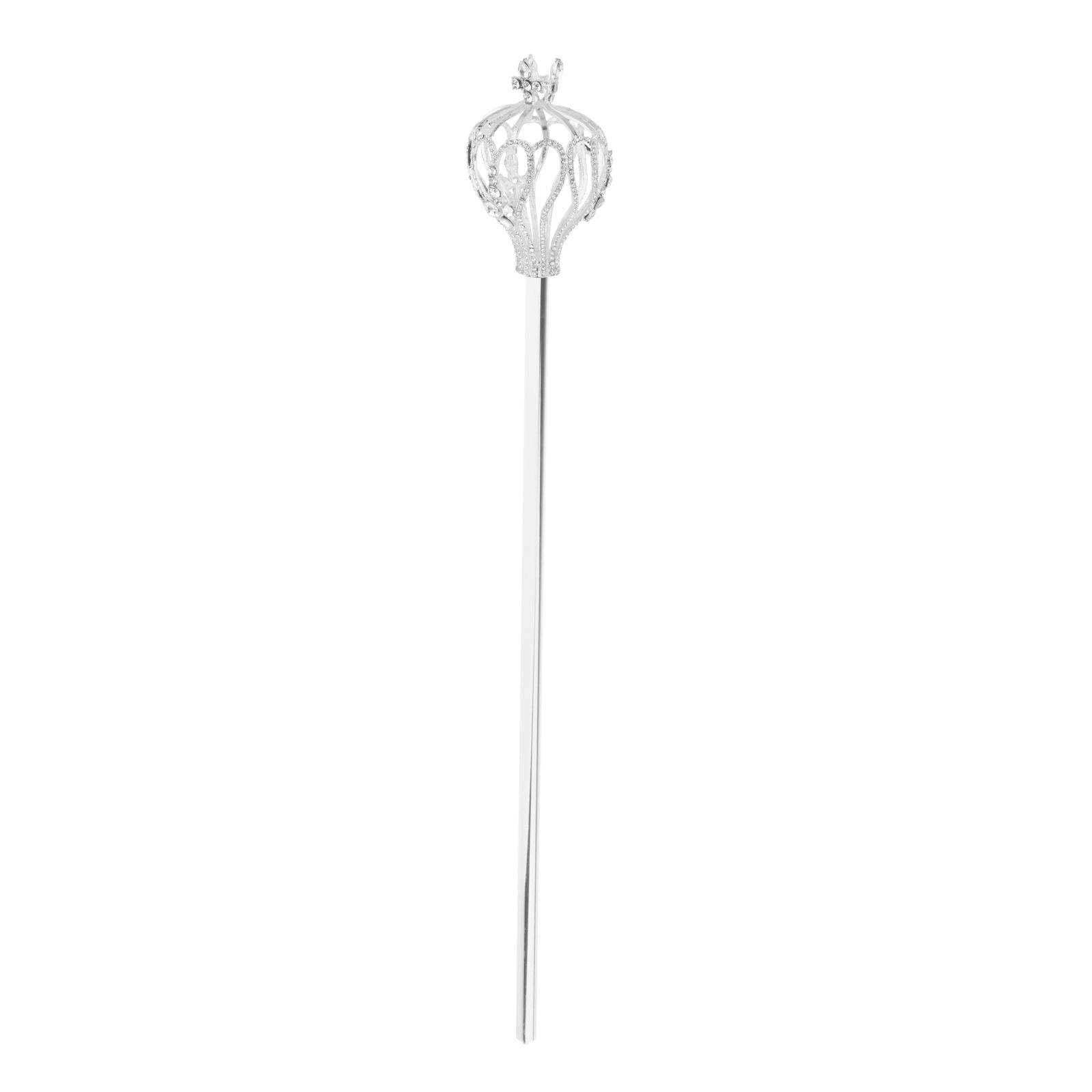 CRTGW Princess Queen Rhinestone Scepter Handhelds Royal Scepters Fairy Wand Props for Wedding Birthday Gifts Beauty Contest Party Fancy Dress - Silver
