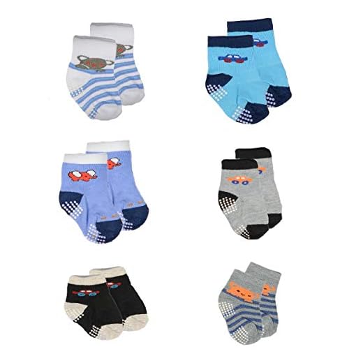 Meias Bebês Kit 6 Pares Masculino Recém Nascido Cor:Colorido;Tamanho:0-6 Meses