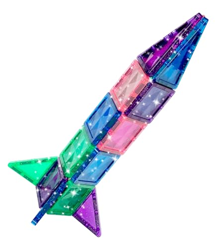 Image of CreateOn Crayola Mini Magnetic PIP-Tiles, Building Set for Kids, Magnetic Building Toys for Kids, STEM Travel Toys for Boys and Girls Ages 3+, 24-Piece Set (Glitter)