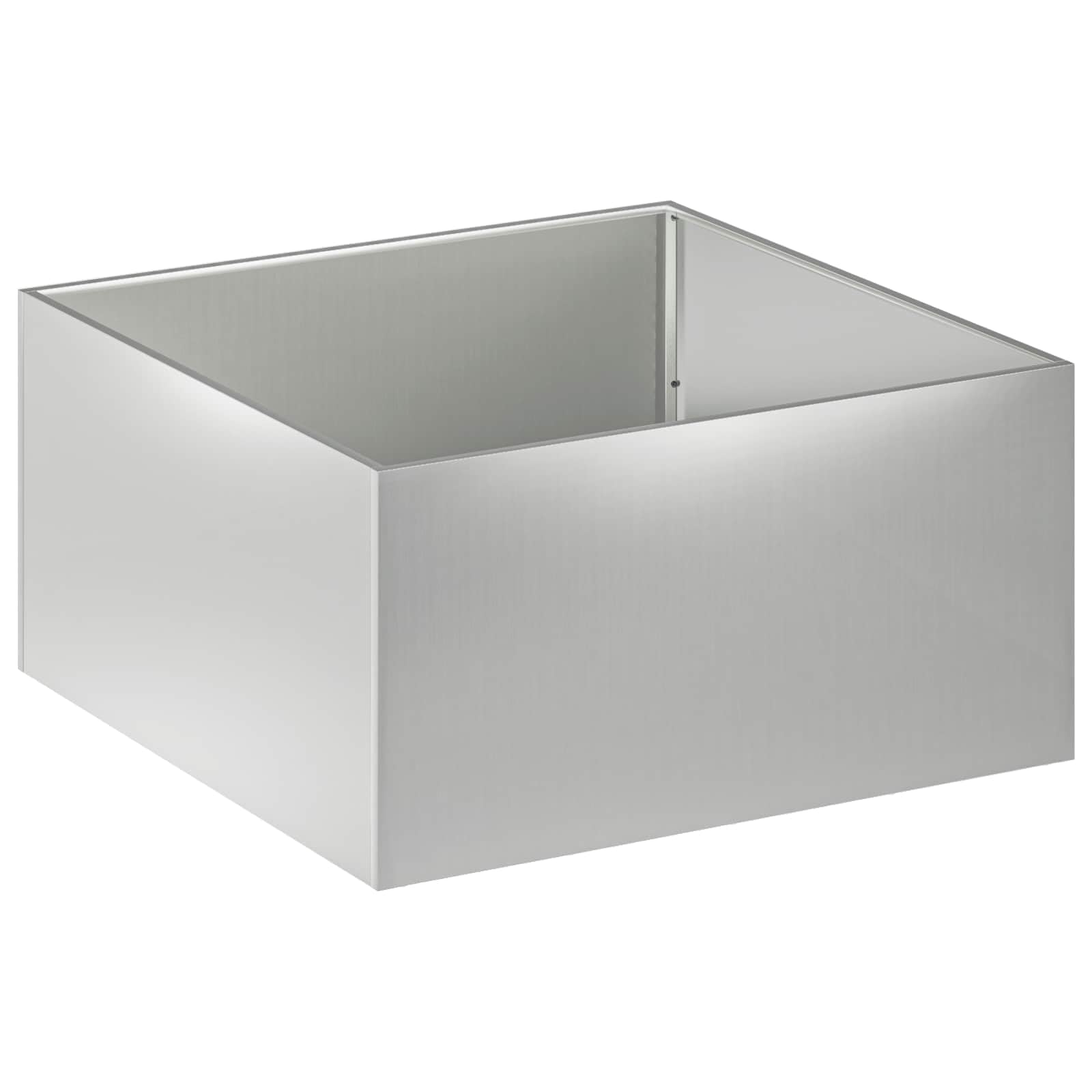 2 macetas de metal galvanizado, 60 x 60 x 40 cm, color plateado