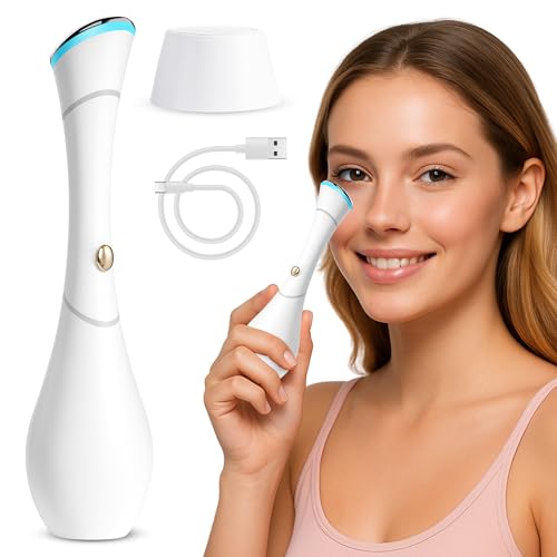 HAMINOS Eye Massager Wand with Heat, Vibration & Red/Blue Light, Ionic (Galvanic) Skincare Absorption, USB‑C Rechargeable with Charging Base, Helps Reduce the Look of Puffiness & Dark Circles