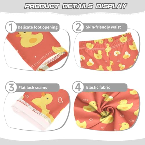 KLL Children Cute Yellow Rubber Ducks Toddler Girls' Basic Leggings Soft Full Length Workout Pants Exercise3
