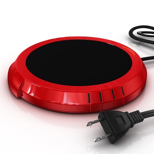 Large Candle Warmer Plate Safely Releases Scents Without a Flame - Used as Candle Jar & Coffee Warmer for Home & Office, 1 Pack, Red