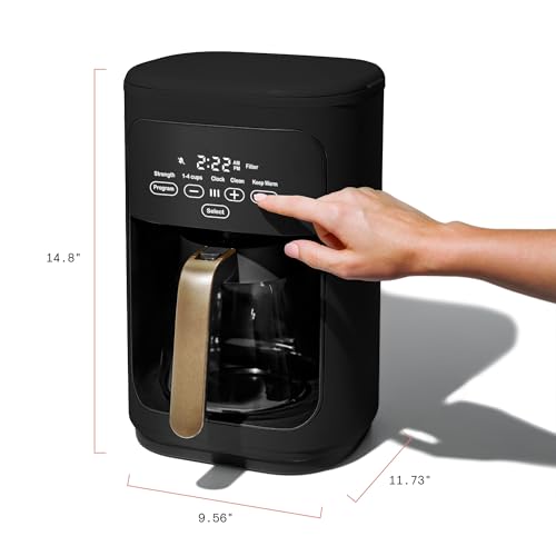 IconpC 14-Cup Programmable Drip Coffee Maker with Touch-Activated Display (Color : Black)