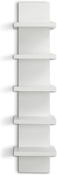 Homaterial 5 Tier Wall Shelves - White Vertical Book Shelf for Wall Storage, Modern Floating Shelves for Bedroom Living Room Vanity