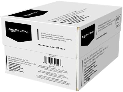 Amazon Basics 30% Recycled Multipurpose Copy Printer Paper, 8.5" x 11", 3 Reams, 1500 Count (Sheets), White - 1