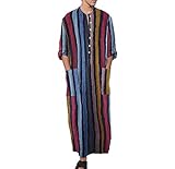 Paquete incluido: 1 * batas huateng Hombres Túnicas del Medio Oriente Túnicas árabes Musulmanes Túnicas de Kaftan a Rayas Retro Larga sección