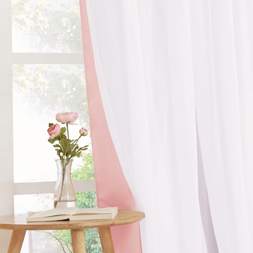 Image of PONY DANCE Nursery Curtains Pink, 52 x 84 inches, Rose Blush, 2 Panels