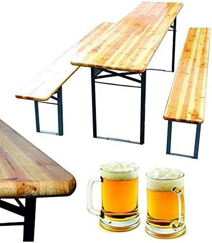 GrecoShop Set Birreria con Tavolo e Panche Pieghevoli in Legno