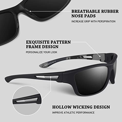 Image of WEAROYO Polarized Sports Sunglasses for Men Women,Fishing Driving Rectangular Goggles UV400 Protection