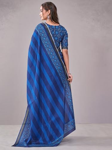 Image of Satrani Women's Chanderi Printed Saree with Unstitched Blouse Piece