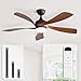 Sofucor Ventilateur Plafond avec Lumiere et Telecommande, 132 cm Dimmable Lampe Ventilateur Plafond LED, 6 Vitesses, DC Silencieux Réversibles, Minuterie, pour Chambre