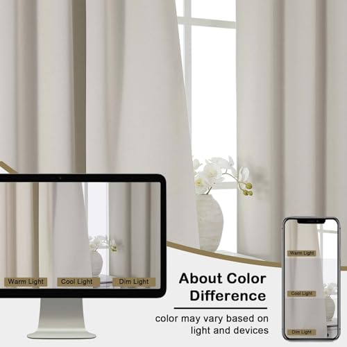 Image of Natural Curtains for Small Window Treatment, Light Blocking Short Kitchen Window Curtains Over Sink, Dual Rod Pocket Half Window Tiers for Bathroom Basement, Each 40Wx36L, 2 PCS