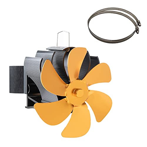 6 ventiladores de estufa para el hogar, distribución de calor, estufa de leña con termómetro para casa grande