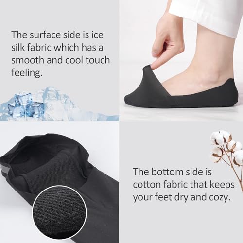 Image of No Show Socks for Women, Non Slip Nylon Thin Footies Invisible Silky Low Liner Socks for Loafers Flats 6 Pairs