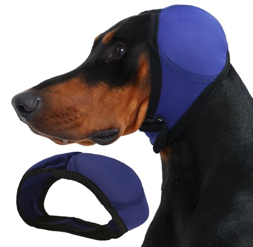 Harbyel Dog Ear Muffs & Swim Cap and No Shake Ear Wrap for Bathing, Hematoma, Drying & Noise Anxiety Relief - Elastic Waterproof Ear Protection with Calming Hoodie for Grooming