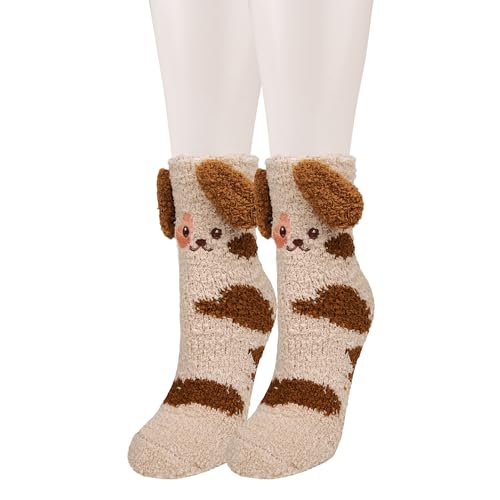Image of Benefeet Sox Funny Animal Fuzzy Socks for Women Girls - Cute Fluffy Slippers, Cozy Warm Winter Plush Sleeping Socks