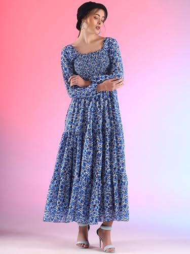 Image of Sheetal Associates Women's Georgette Printed Casual Maxi Fit and Flare Dress