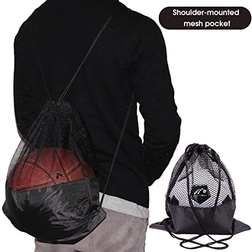 Single Mesh Sport Ball Storage Drawstring Sackpack - Sling Back Bag for Basketball, Volleyball, Rugby, Soccer, Football With Swimming and Gym Uses