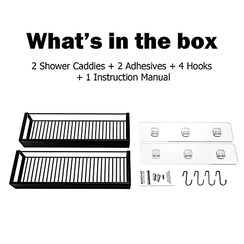Roseyat Shower Caddy, Adhesive Shower Organizer With Hooks, Shower Shelves For Inside Shower, No Drilling Shower Rack Holder, Shower Storage For Bathroom, Kitchen Spice Rack-2 Pack Black #TOP7
