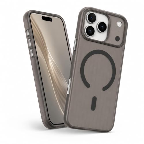 Image of keeshar MagPro Stripe case for Apple iPhone 17 Pro Black Frosted Transparent PC Hard Back Cover Camera & Body Protection|Anti Shock,Scratch Resistant Wireless Charging Compatible