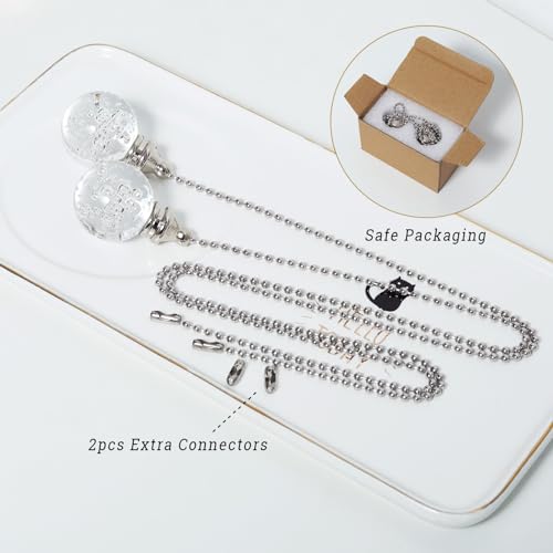 Image of 2pcs Clear Crystal Ceiling Fan Pull Chain Crystal Bubble Ball 30mm Dazzling Pull Chain Extension with Connector for Ceiling Light Fan