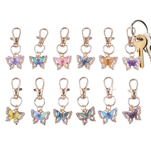 Flkiglm Llaveros Para Mujer, 12 Piezas Llaveros Resina Degradado Arcoíris Para Mujer, Llavero para Mochila Infantil, Para Niñas Adolescentes Familia Amigos Fiestas Cumpleaños Bodas Regalos