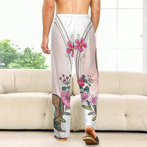 Bas de pyjama long licorne rose pantalon vêtement de nuit doux S