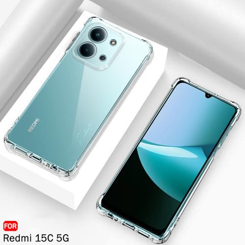 Image of TheGiftKart Crystal Clear Back Cover Case for Mi Redmi 15C 5G | Shockproof Soft TPU Case | Cushioned Edges for Ultimate Protection Back Cover Case (TPU, Transparent)