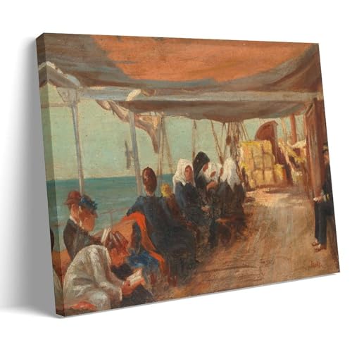 Peinture orientaliste à bord et scène de navire vintage Theodoros Ralli, tableau huile 20x30