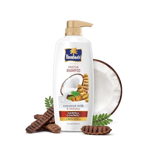 Image of Parachute Advansed Protein Shampoo with Coconut Milk & Shikakai | Up to 96% Hair Fall Reduction & up to 23X Hair Fall Control | Protein Lock Technology | Paraben free | For Men & Women | 1.2L
