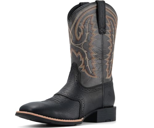 Image of SUREWAY Western Boots For Men - Mens Square Toe Cowboy Boot,Oil /Slip Resistant,Durable Fashionable Classic Pull on 10 Inch Wellington Boots - Soft Toe Work Boots