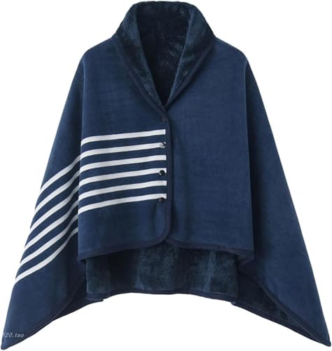 Rollstuhldecke Winter Warme Decke Rollstuhl Mantel Winddicht Rollstuhl Cape Poncho mit Kapuze für Bein- und Ganzkörperwärme von Älteren Rollstuhl-Zubehör(Blue 100 * 140cm)