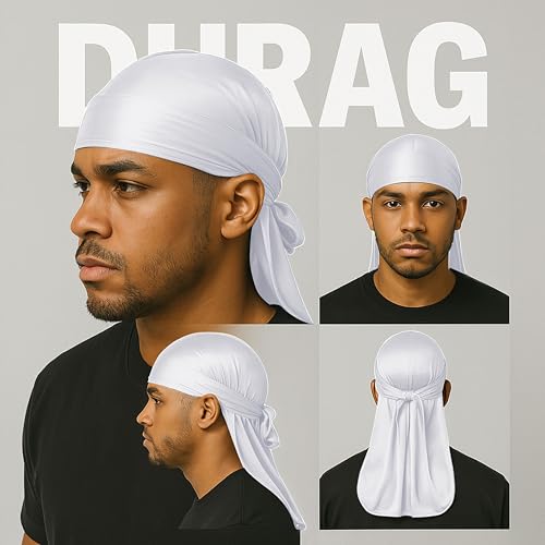 Image of Premium Durag Pack for Men, Silky Doo Rag Cap for 360 540 720 Waves