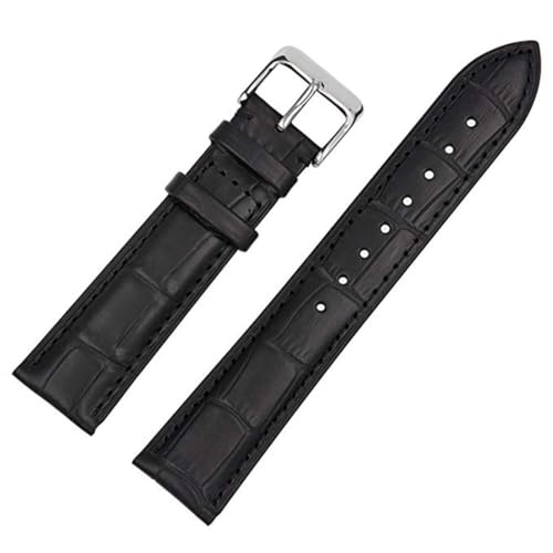 Image of 18mm 20mm 22mm 24mm 26mm 28mm 30mm 32mm Genuine Leather Black Brown Light Brown Blue Silver Rose Yellow Golden Silver Buckle Clasp Watch Band Strap for Men and Women