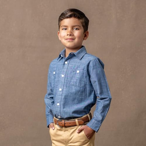Hope & Henry Boys' Long Sleeve Stretch Poplin Button Down Shirt2
